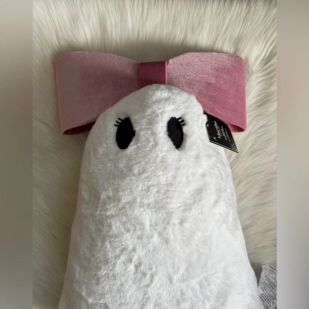 NEW Summerween/Halloween Martha Stewart ghost pillow with pink bow